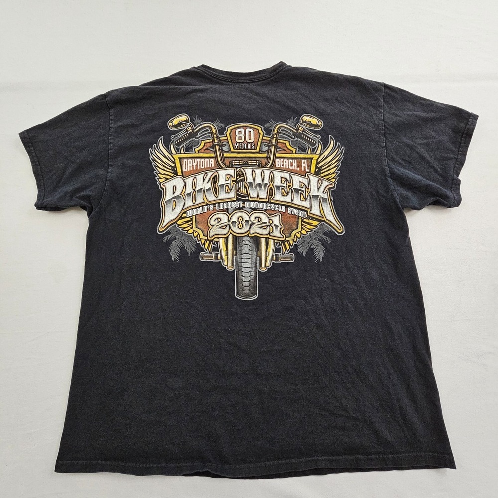 Bike Week 2021 80 Years Daytona Beach FL Black Short Sleeve T-Shirt Men's XL